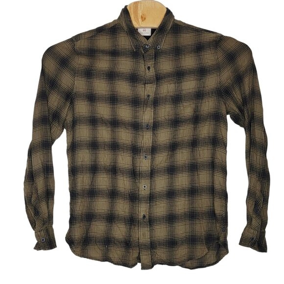 AG Adriano Goldschmied Medium Green / Brown Plaid Button Down Men's‎ Shirt M - Picture 1 of 5